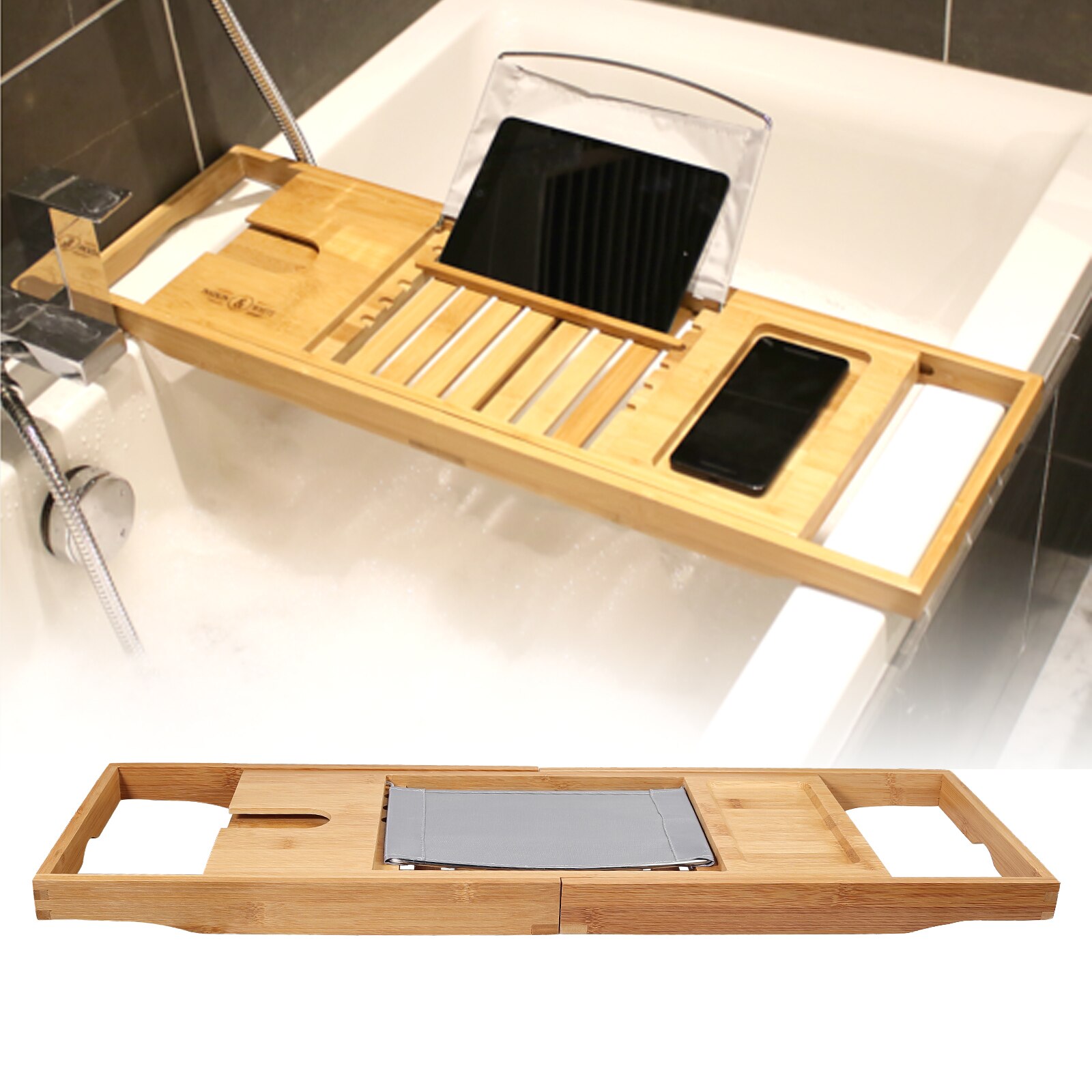 Proster Bambus Badewanne Gestell Luxus Einstellbare Bequemer Holz Bambus Badewanne Brücke Caddie Tablett Gestell