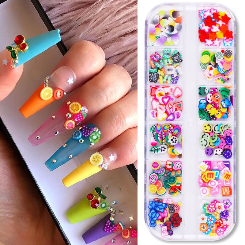 Pegatinas en 3D de frutas para decoración de uñas, accesorios Nail Art con de frutas de tamaño variado, puntas de manicura, 1 caja: 03