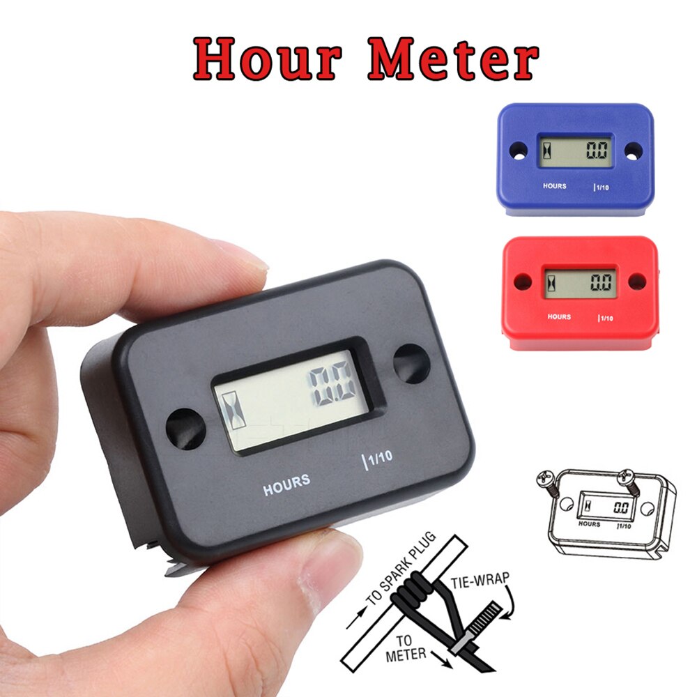 Inductive Motorcycle engine Digital Hour Meter gauge For boat ATV Snowmobile Marine chainsaw LCD display Not Tach
