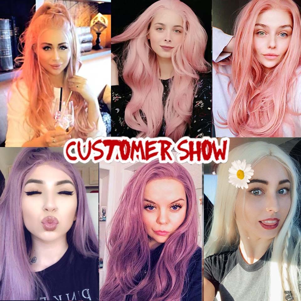 Xtrend syntetisk blonde front paryk lang pink kobber rød lilla orange ombre grå blond hvid parykker til kvinder bølge hår kvinde