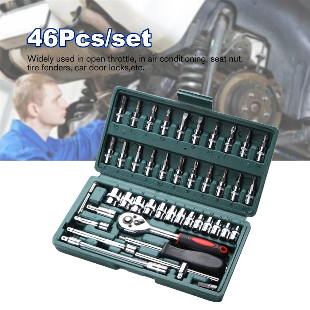 46 Piece Socket Wrench Set Combination Tool Set German Auto Repair Durable Practical Hardware Tools