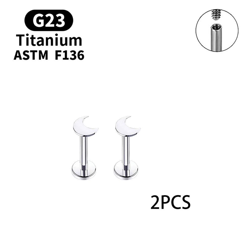 2 uds pendientes de tuerca G23 Piercing titanio grado Implante accesorios de joyería corporal Sexy para mujer: Blanco / Color oro puro