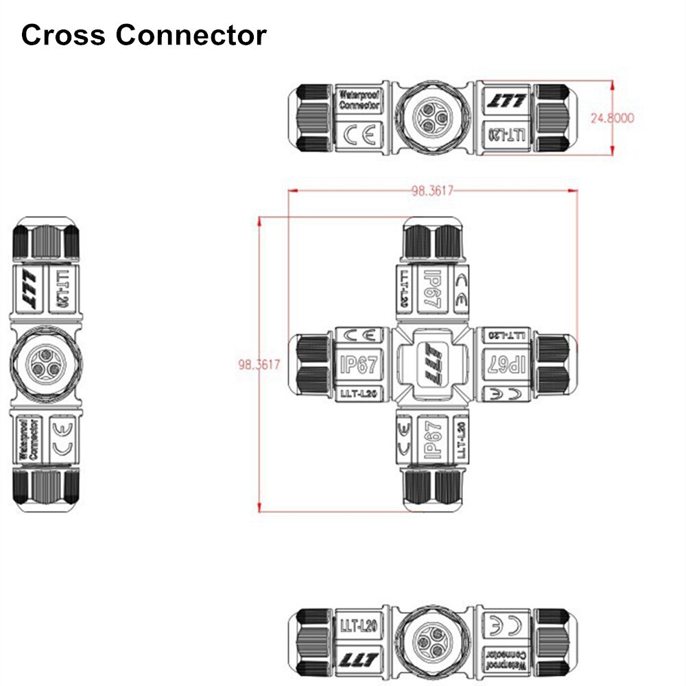 6MM 8MM 10MM Waterproof Cable Connector IP68 Wire Outdoor Electrical Terminal LED Adapter 2pin 3pin I T Cross Shape Connector