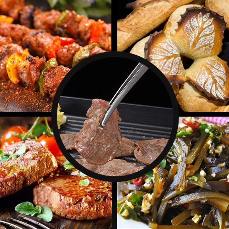 Pinces à viande pour Barbecue coréen, longues pinces à Barbecue en acier inoxydable, bouche ronde/tranchante, pincettes à Steak, outils de gril de cuisine accès