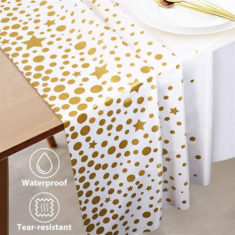 Homemaxs 4 pces peva toalha de mesa descartável retângulo à prova dwaterproof água capa de mesa para piquenique casa decoração da cozinha 274x137 cm