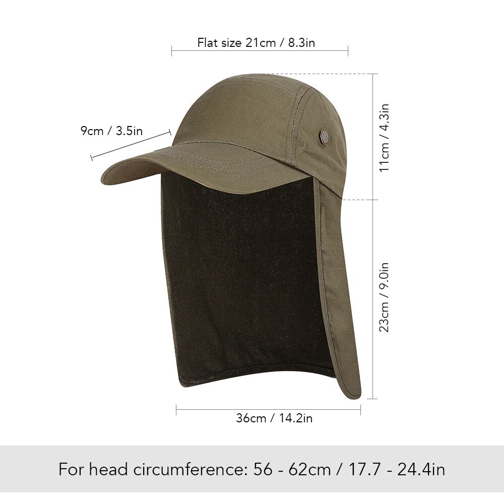 Mannen UPF 50 + Zonwering Vissen Cap Hoed Brede Rand Vissen Zon Cap Hoed met Nek Flap