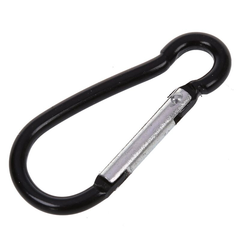 Outdoor Hiking Black Spring Clip Lock Carabiner Hook 8 Pcs