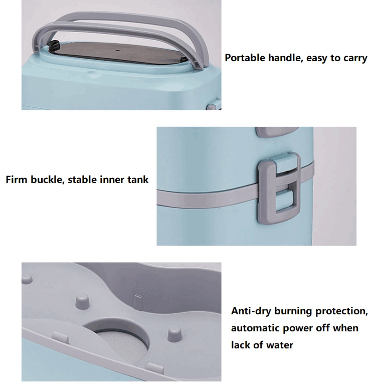 220V 2 Layers Electric Meals Food Heating Box Mini Portable Electric Rice Cooker Steaming Cooking Machine For Office School