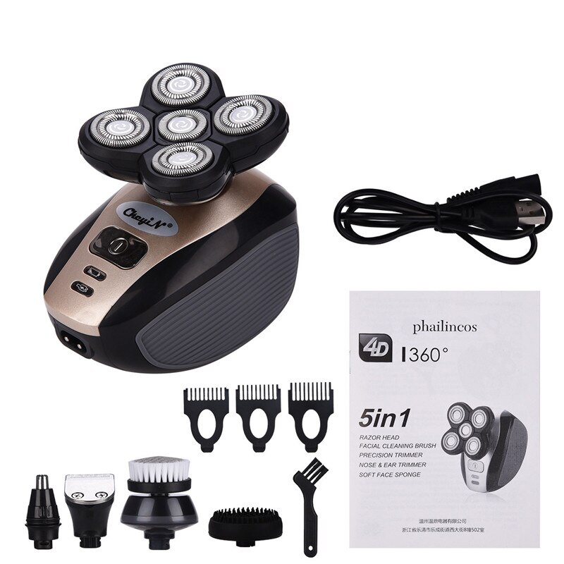 5 In 1 Grooming Kit Wasbare 5 Hoofden Elektrisch Scheerapparaat Usb Oplaadbare Scheerapparaat Scheerapparaat Voor Mannen Snijmachine Baard Waterdicht p50