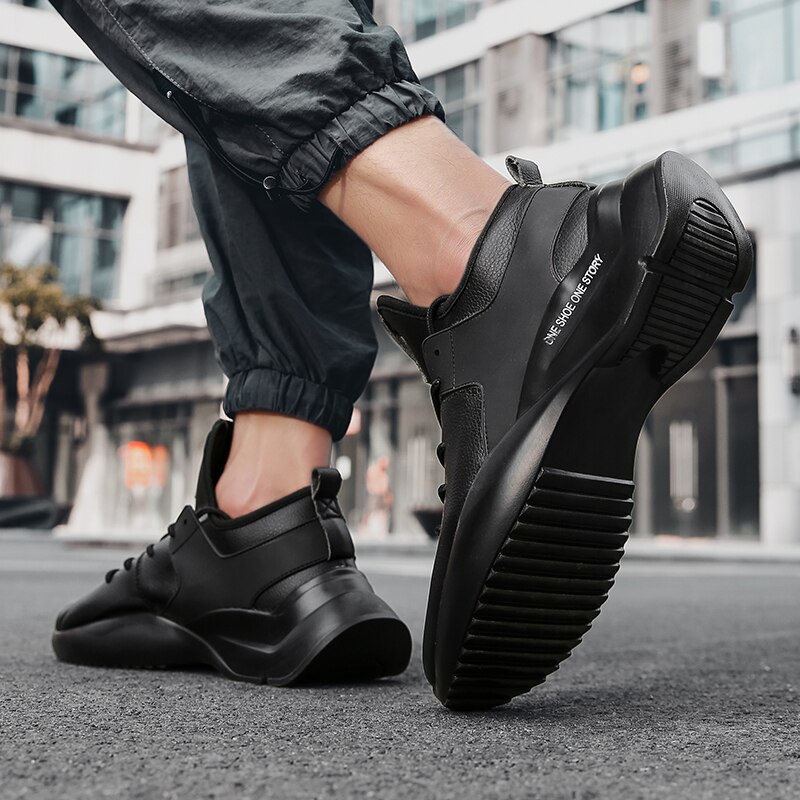 Stor størrelse 39-46 super lette mænd sport tennissko vandtætte læder sneakers hvid sorte anti-skrid sneakers tenis masculino