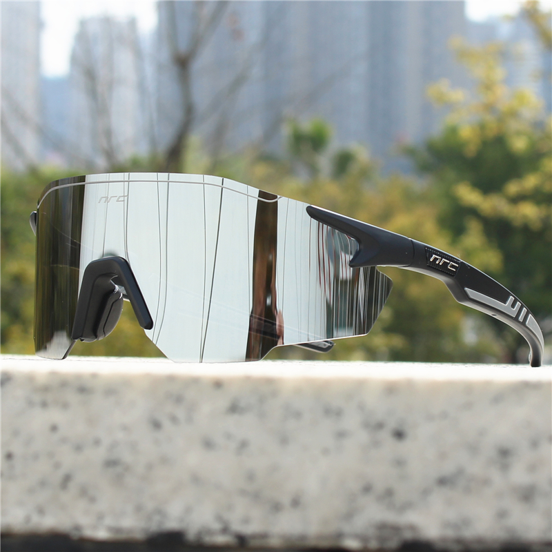 NRC gafas de sol de ciclismo 1 lente UV400 TR90 gafas deportivas para bicicleta MTB bicicleta de montaña pesca senderismo gafas para hombres y mujeres: Castaño