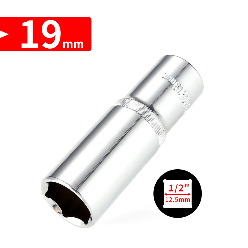 1/2 tommer  (12.5mm lengre hode 8-32mm cr-v pipenøkkelsett sekskantet skrallehode for bilreparasjonsverktøy: 19mm