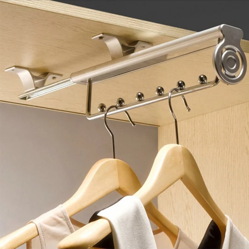 Top Mounted Sliding Pull Out Pull-out Closet Wardrobe Cloth Hanger Rack 25/30/35/40/45/50CM Heavy Duty Retractable Closet