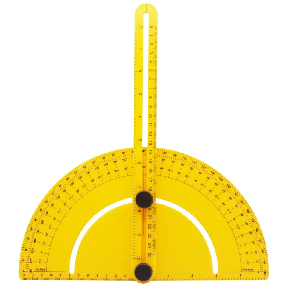 Regla semicírculo amarilla de 180 grados 1 Uds regla multifuncional transportador regla para carpintería trabajador plegable estudiante ingeniero