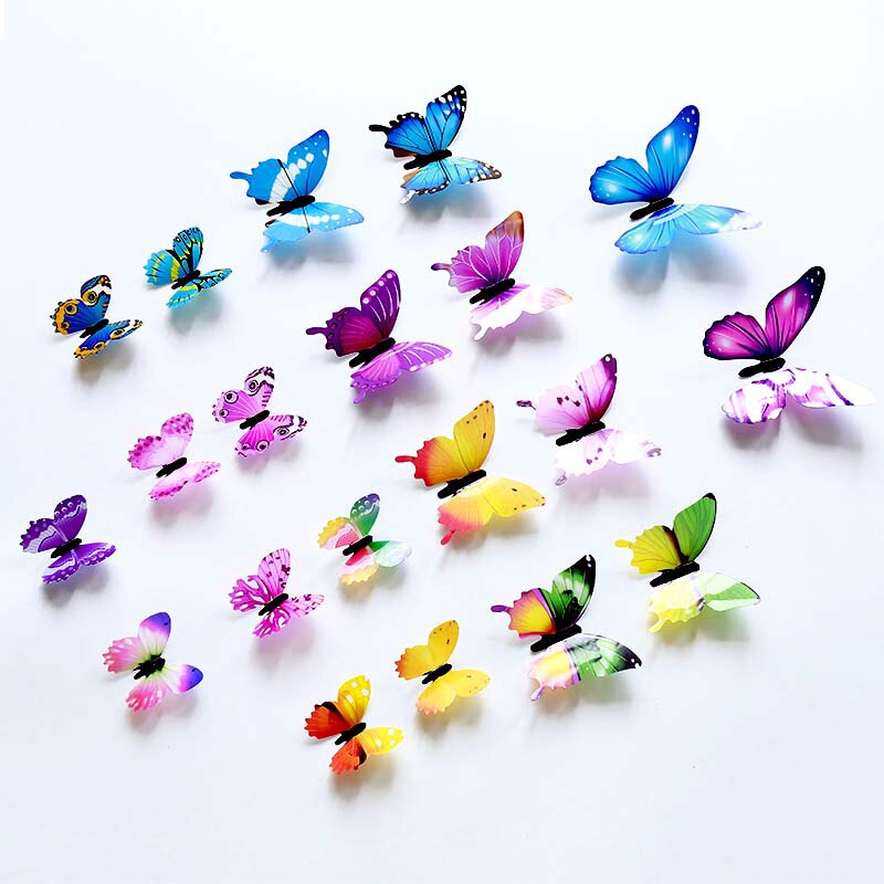 12 pièces lumineux 3D papillon Stickers muraux décor à la maison bricolage lueur dans le noir autocollant autocollant pour enfants chambre décoration de fête de mariage