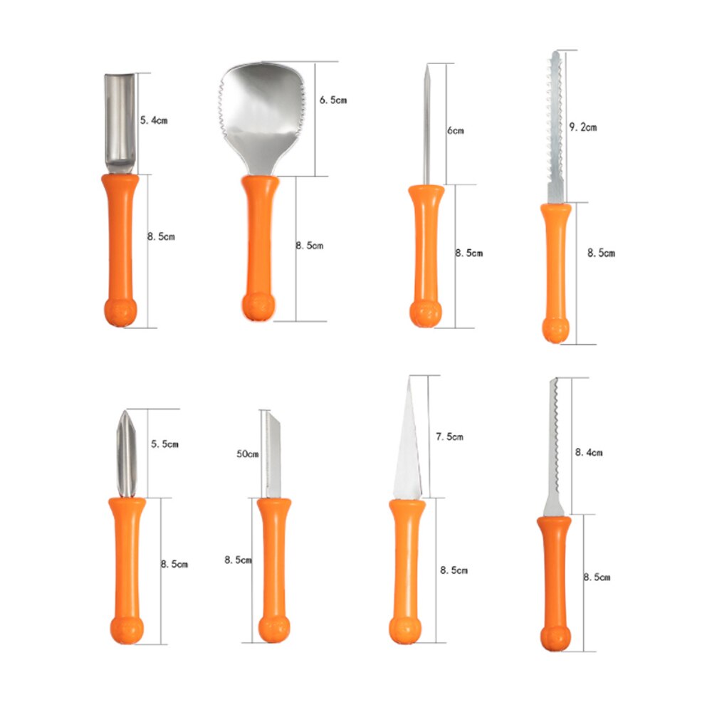 8Pcs/Set Pumpkin Engraving Cutting Tools Pumpkin Carving Kit Ceramics Carving Accessories Halloween With Orange Storage Bag