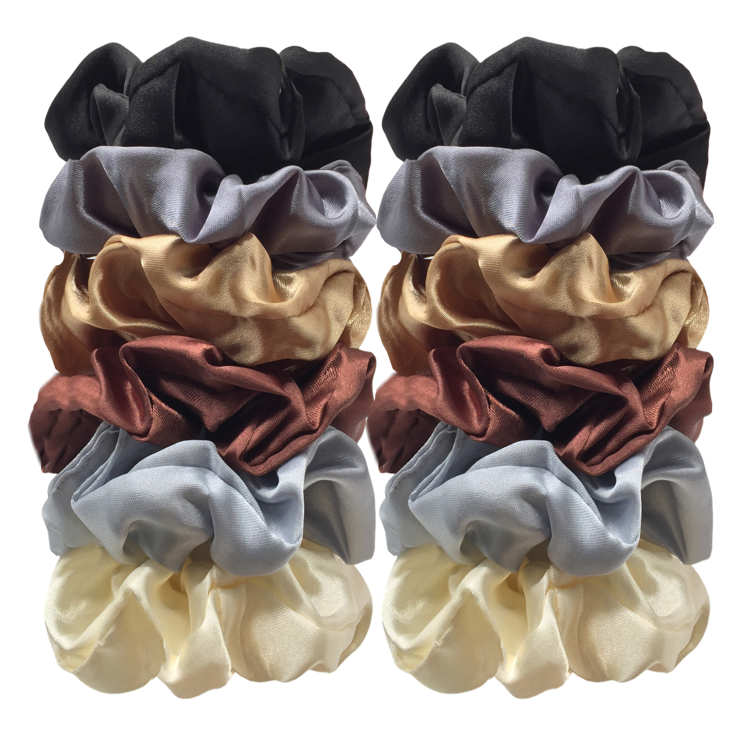 12pçs faixas de cabelo de cetim premium para intestino grosso para mulheres centenas de elásticos de tecido acessórios para cabelo: Rosa