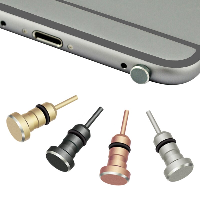 Metal Phone 2 in 1 Sim Card Tray Eject Pin Tool &amp; 3.5mm Earphone Jack Dust Plug Dustproof Cap Gadget For iPhone 66s 5s xiaomi#15