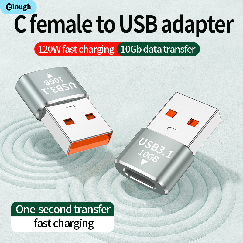 Elough Adattatore USB 3.1 a Tipo C OTG 120W Ricarica rapida 10G USB Maschio a USB C Femmina Connettore per Cellulare PC Laptop iPad