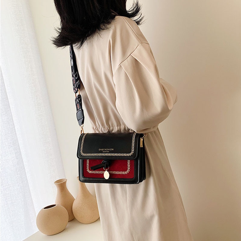 Msgher kæde pu læder crossbody tasker til kvinder lille skulder messenger taske speciel lås kvindelige rejse håndtasker