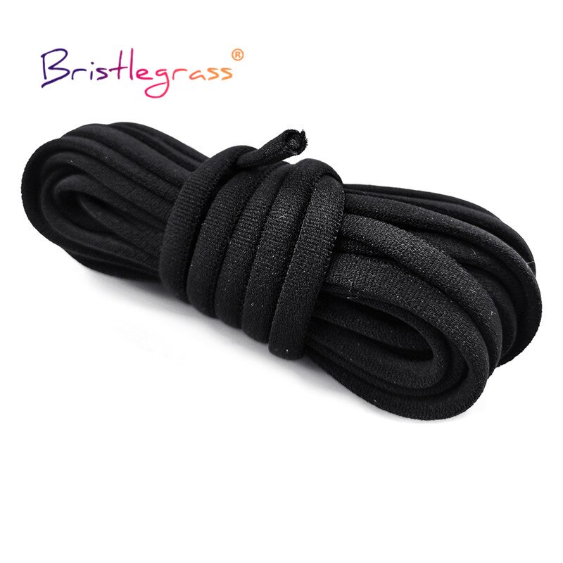 Bristegrass 2 5 10 yard 3/16 &quot; 5mm nylon rund elastisk snor reb spandex bånd tape bh strop pandebånd snørebånd kjole syning trim: Sort / 2 yards