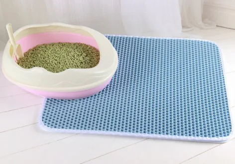 Katzenstreu matt Mit Doppel Schicht Wasserdichte Haustier Katzentoilette matt Rutschfeste Sand Katze Pad Waschbar Bett matt saubere Pad Produkte: 90 CM / Blau