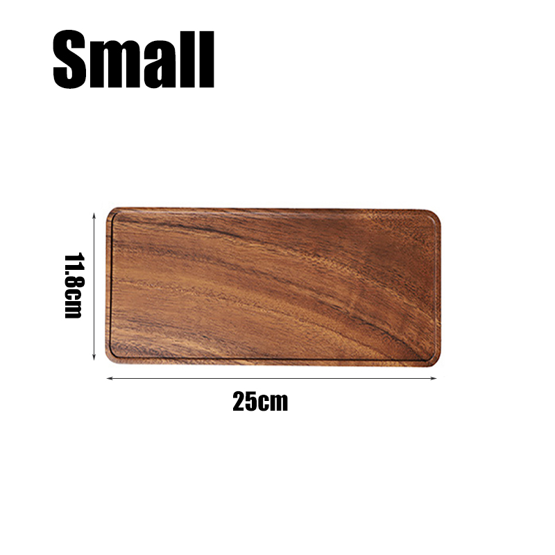 Walnut Wooden Rectangle Storage Trays Tea Cup Teapot Holder Dessert Cake Serving Plate Fruit Snacks Food Organizer Dishes Home: Small 25x11.8cm