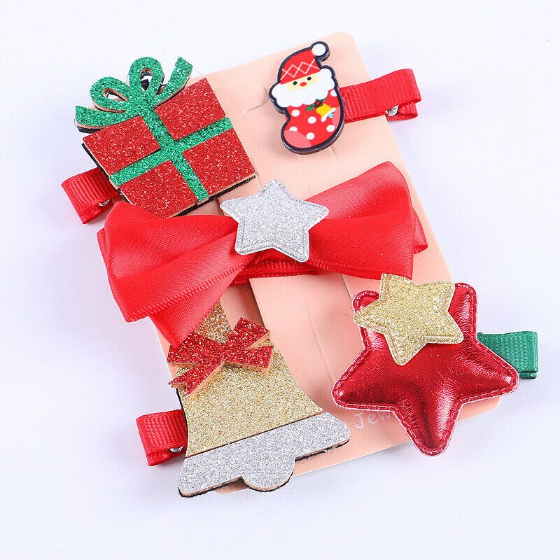 Populære kvinder jule hår sløjfe klip hårnål hårspænde tilbehør xmas piger børn multi stil hår tilbehør: C