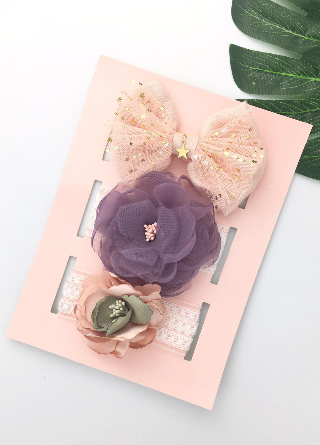 3 Stks/partij Baby Meisje Hoofdband Elastische Hoofddeksels Bloemen Strik Haar Accessoires Voor Baby Meisje Verjaardagsfeestje: 6