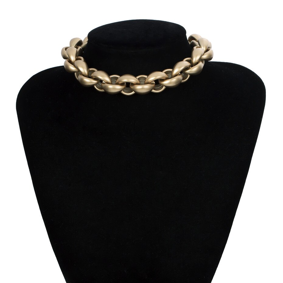 Overdrevet vintage gammel choker halskæde vedhæng kvinder erklæring lås link tykke kæde halskæde steampunk mænd smykker: Default Title