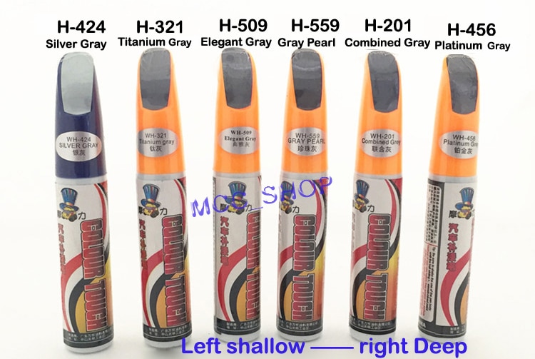 Lápiz de pintura para reparación de arañazos, herramienta transparente con pincel para todos los coches, color gris, Serie Pro