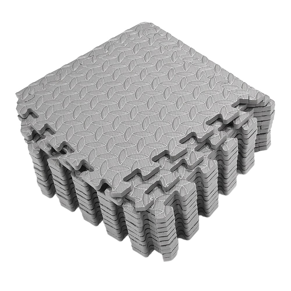 12Pcs EVA Leaf Grain Floor Mats Splicing Mats Patchwork Rugs Thicken Shock Absorption Floor Pads for Gym Dance Room Workouts (Gr: Grey