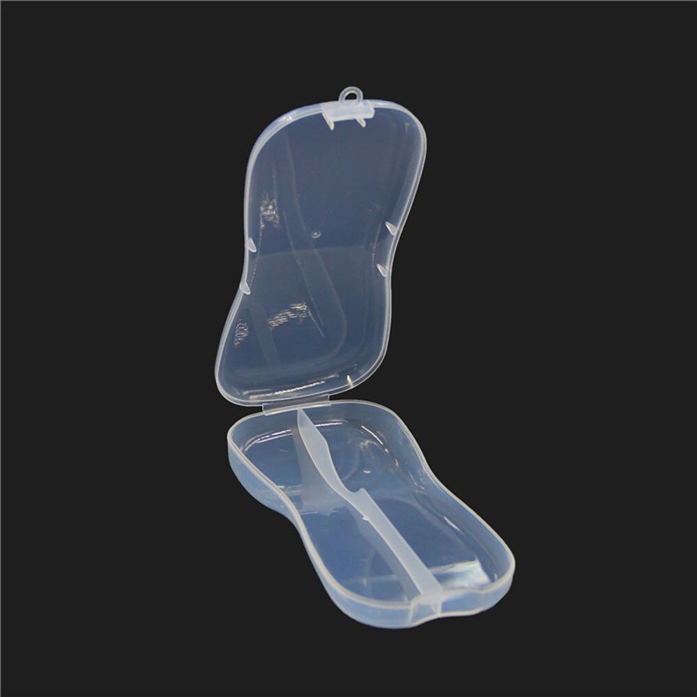 Artículos de bebé portátiles, cuchara de plástico para niños, caja de vajilla transparente, organizador de almacenamiento, caja, soporte, utensilios de alimentación, cubiertos para niños