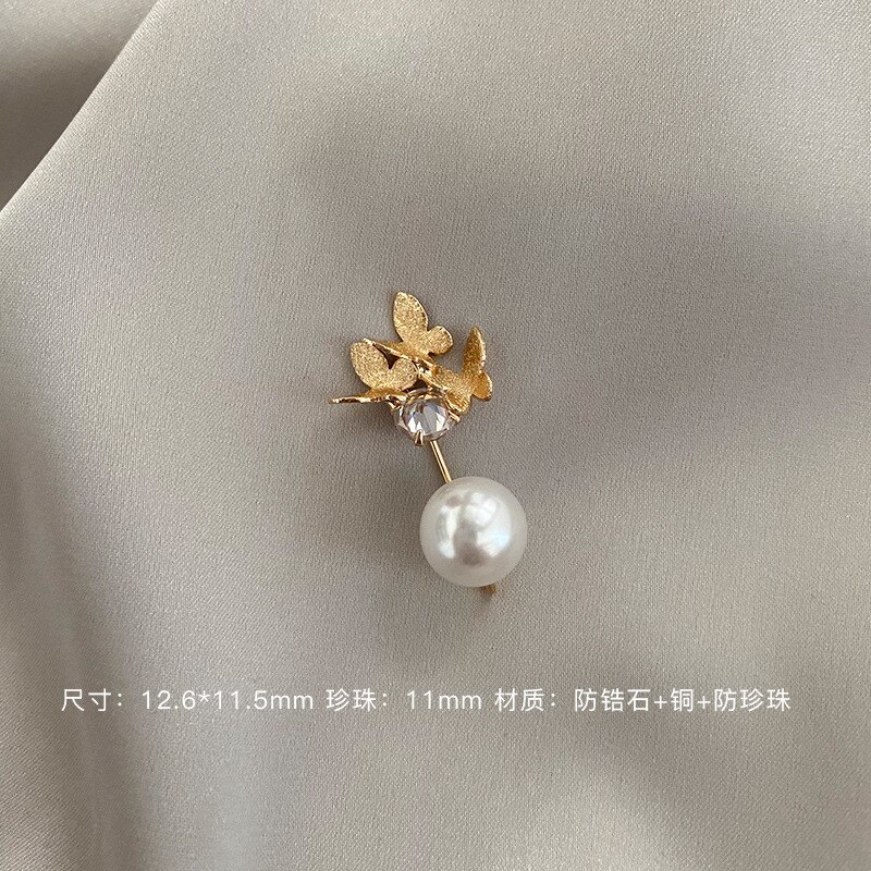 Brooch-Exposure Buckle Useful Product Cardigan Receiving Neckline Small Pin Fixed Clothes Decoration Safety Pin Pearl Accessorie: 6  Three Butterfly Models