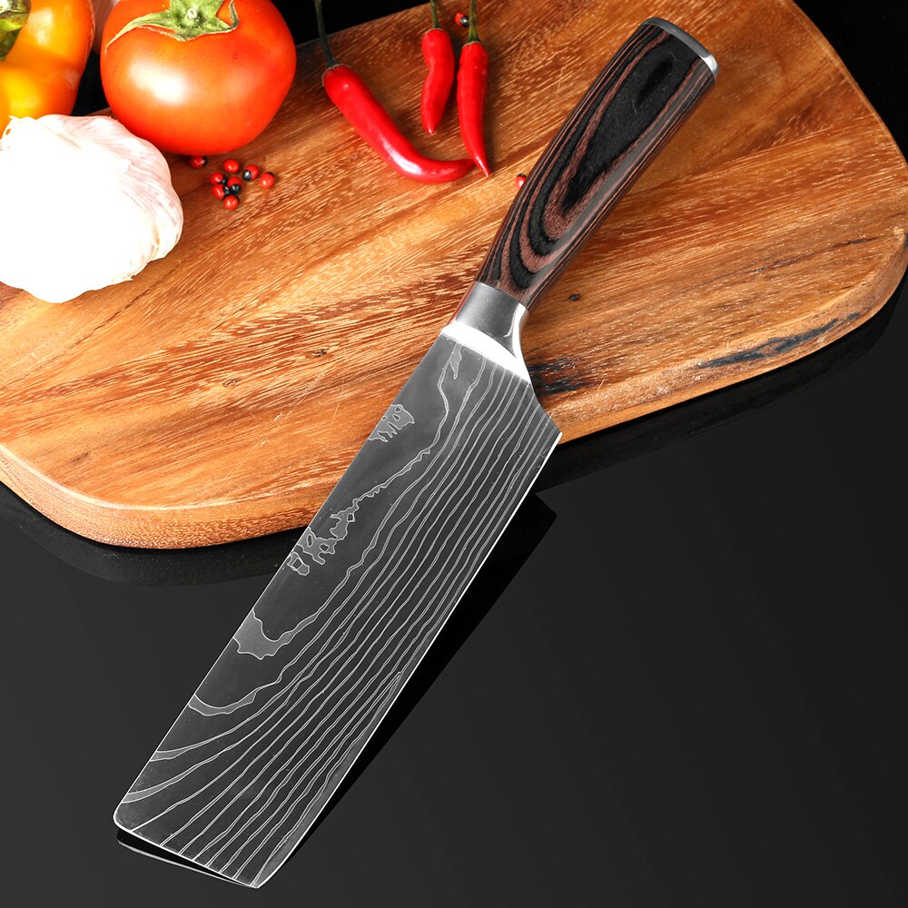 XITUO Chef Knife Practical Santoku Cut Meat Fruit and Vegetable Fish Fillet Food Knife anti-stick Damascus pattern Kitchen Tool