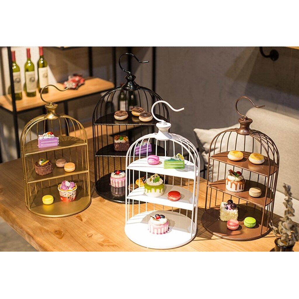 1x Cupcake Display Houder Vogelkooi Vorm 3 Tier Cake Stand Voor Weergave Vruchten, Snoepjes, Cupcakes Voor Bruiloft, verjaardag, Partij