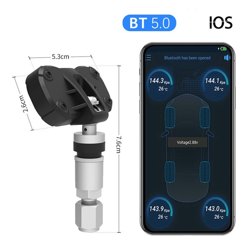 Car TPMS Tire Pressure Monitor BT 5.0 Bluetooth Tire Pressure Alarm Monitoring System for Android/ IOS System