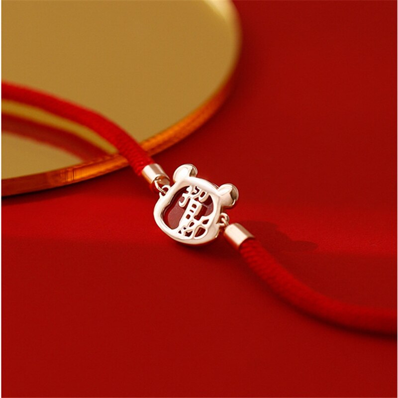 Aankomst Rode Touw Armbanden Voor Vrouwen Sieraden Trendy Crystal Tiger Armband Lady 2022 Zegen Bangle Accessoires Verstelbare