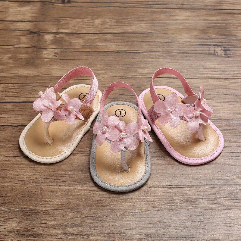 Zomer 0-1 Jaar Oude Baby Sandalen Bloem Pailletten Zachte Bodem Anti-Slip Siliconen Bodem Peuter schoenen