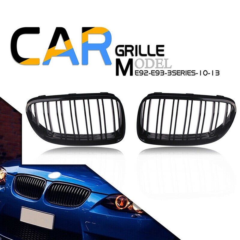 2X Gloss Black Front Nier Grill Grille Voor-Bmw E92 E93 3-Serie 328I 335I Coupe Lci