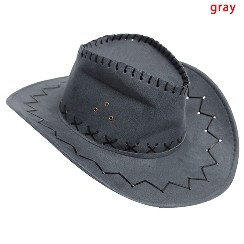 1pc Unisex Adult West Cowboy Solid Casual Hat Grassland Sunshade Cap Women Summer Beach Travel Hat Mongolian Hat: Gray
