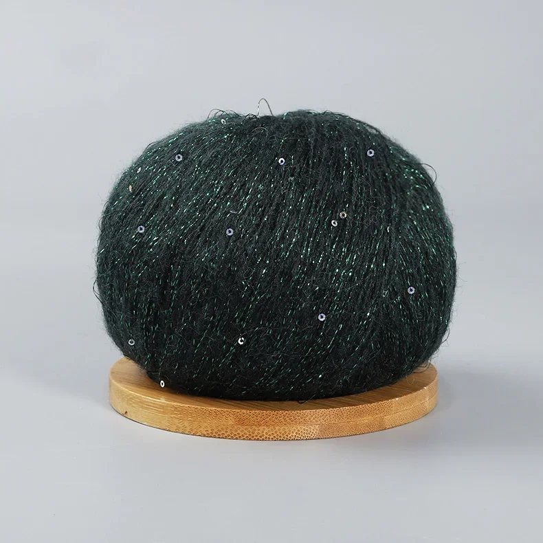 50 g Spitzen-Mohairgarn mit Pailletten, Häkel-Strickgarn mit Lurex, modische Baby-weiche zur Seite fahren-Schal-Nadelgarn mit Schlaufen