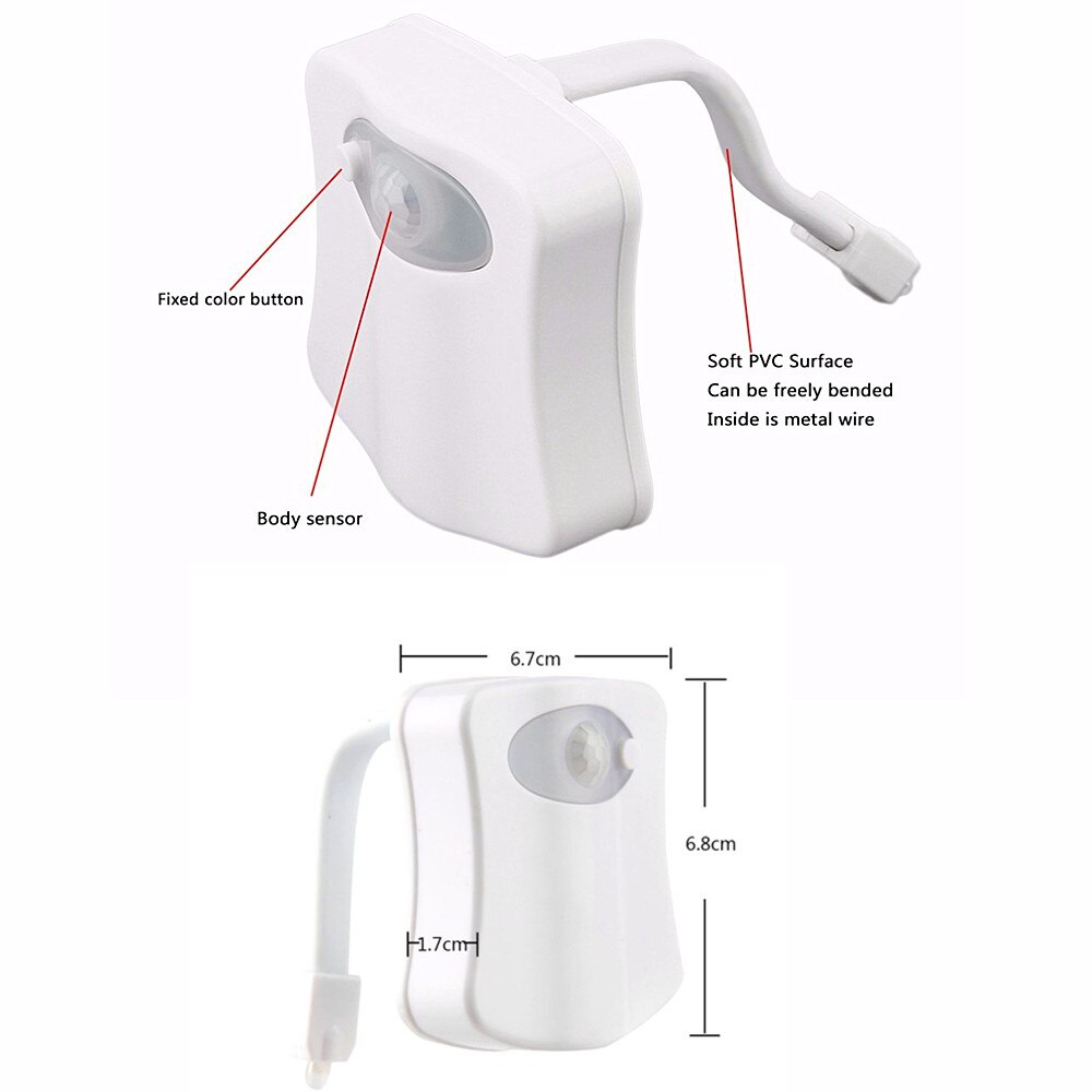 Smart toilet natlys sæde natlys sensor lampe 8 farver vandtæt baggrundslys bevægelsesaktiveret led luminaria lampe til barn