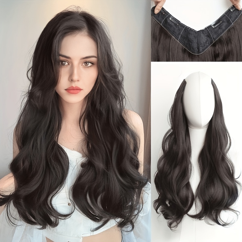 Invisible Long Wave Synthetic Hair Extensions - Fuller Hair Look, Natural-Looking Hair Strands - Confident Hairstyle