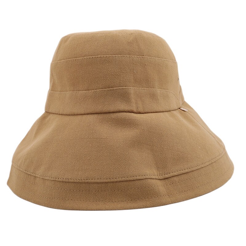 Grand chapeau d'été pour femme, couvre-chef de pêcheur de plage, Panama, Simple, uni, Hip Hop exquis, soleil, pêche en plein air, léger: Khaki