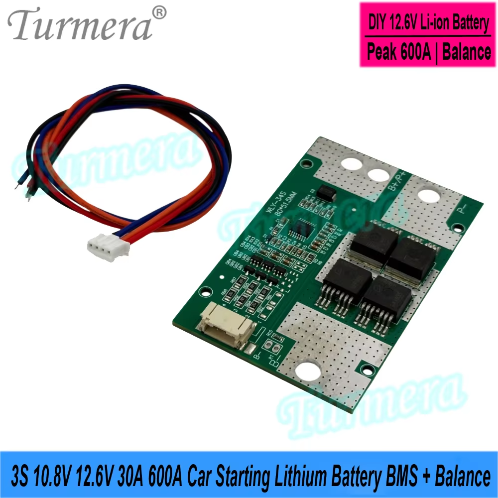 BMS 4s 12.8V Lifepo4 3S 12.6V 4s 16.8V 30A Peak 600A Li-ion batterie BMS Balance pour 3.2V 30Ah à 280Ah démarrage de voiture bricolage utilisation: Beige
