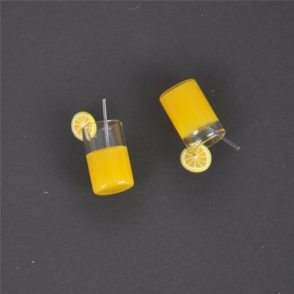 2 stks/partij Mini Hars Citroen Water Cup 1:12 Dollhouse Miniatuur Poppenhuis Accessoires Cups Speelgoed Mini Decoratie