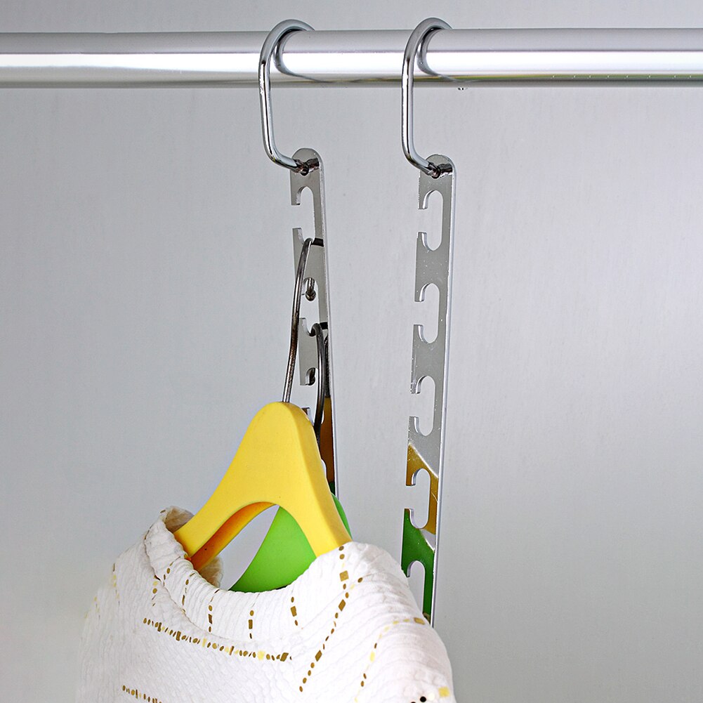 Coat Closet Hanger Clothes Rack Bedroom Home Organizer 2pcs Metal Stack Hooks Space Saving Hanger Multi-Port Clothing Rack