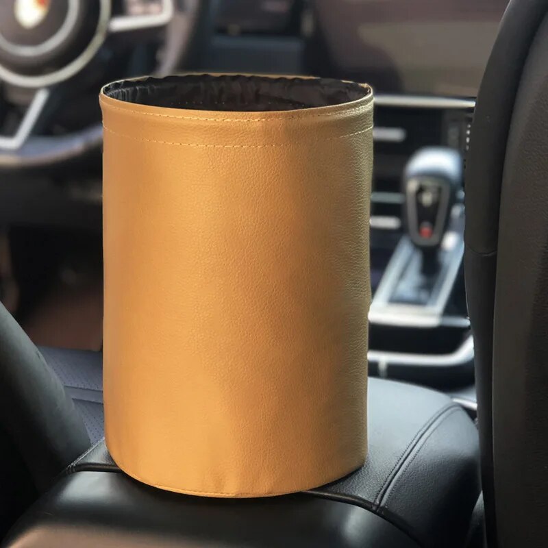 Bote de basura plegable para coche, contenedor de basura Interior, organizador de residuos, soporte impermeable, accesorios para automóvil: Marrón