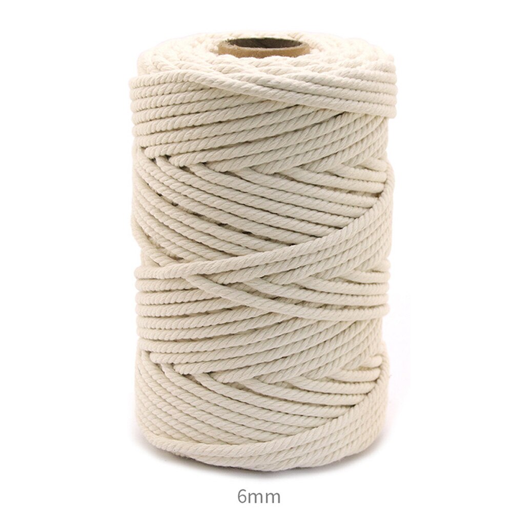 Macrame Cord, 1/2/3/4/5/6/8/10mm Natual Cotton Macrame Rope Twisted Cotton Cord for DIY Craft Making Plant Hangers Wall Hangings: 6mm 20M